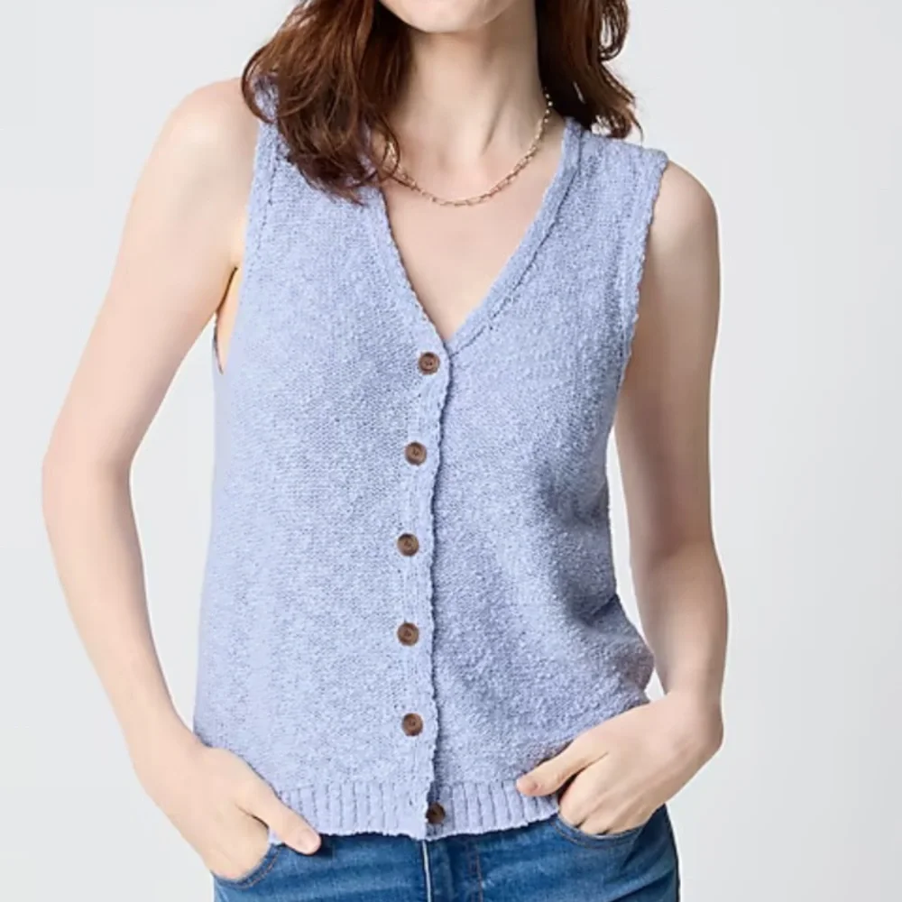 J. Crew Blue Cotton Blend V- Neck Lightweight Sweater Vest, Size XL, NWT